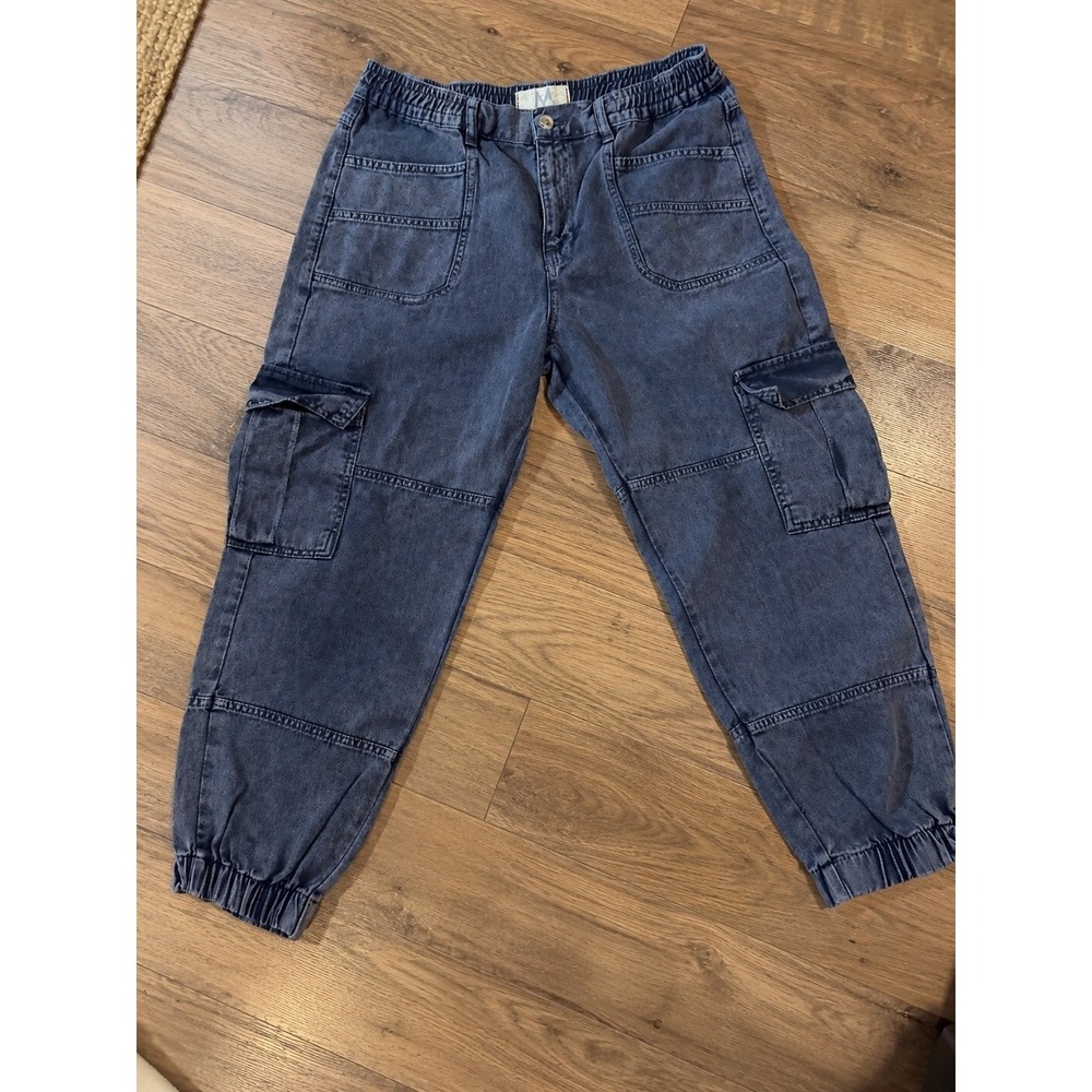 Free People We The Free Cargo Jogger Pants Washed Blue Denim Size M